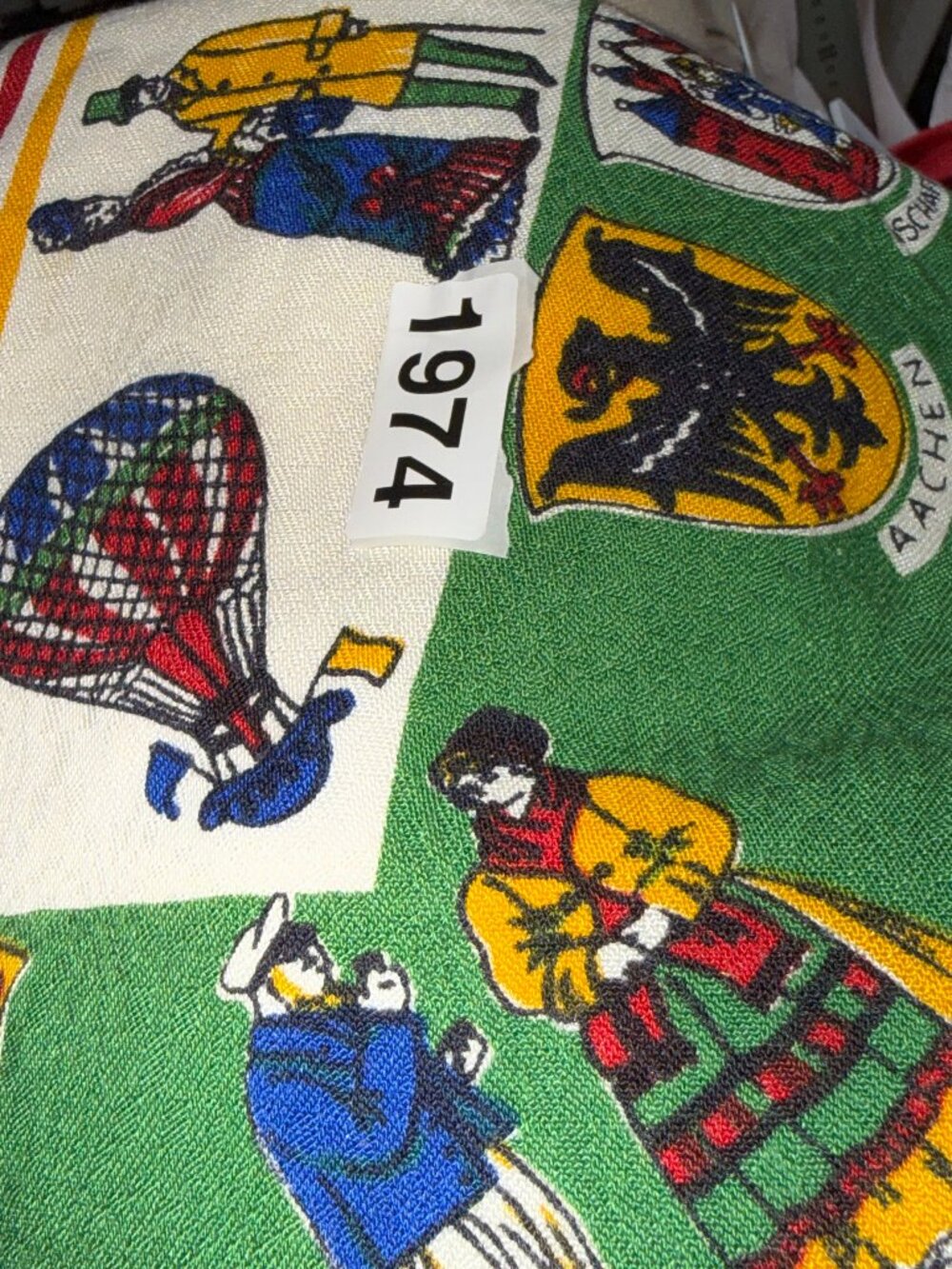 Vtg Germany Tourist Map Souvenir Tablecloth 56x50 Colorful Flags Landmarks EUC